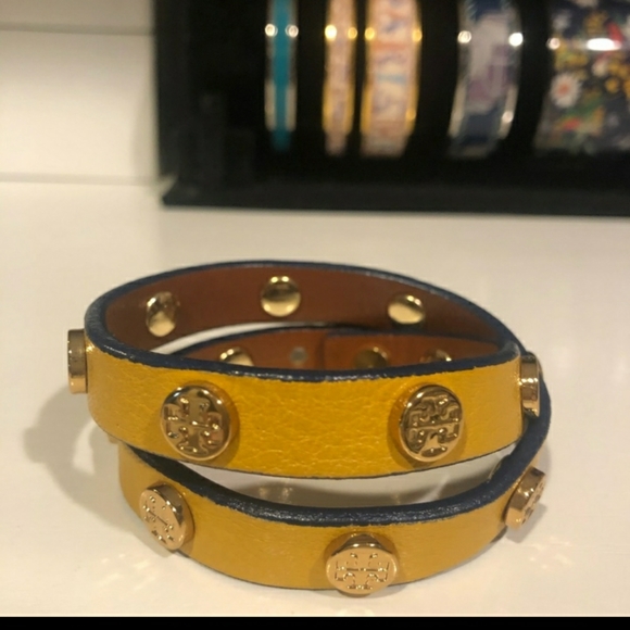 Tory Burch Yellow Leather Wrap Bracelet - Picture 6 of 7